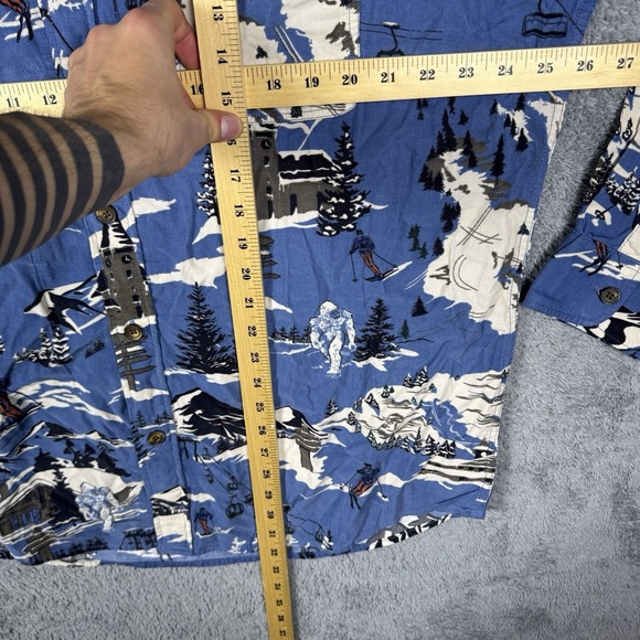 Faherty Corduroy Shirt Mens 2XL All Over Print Winter Ski Hike Mountain Snow - Picture 12 of 16